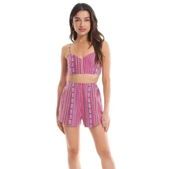 Show Me Your Mumu Tai Bandeau Crop Top Size Small Piñata Pink Textile Festival - Picture 3 of 10